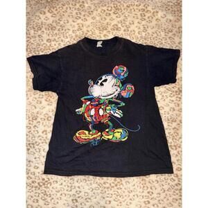 Vintage Arte Mexicano Mickey Mouse T-Shirt Sz M Black Cotton Art Mexico Disney